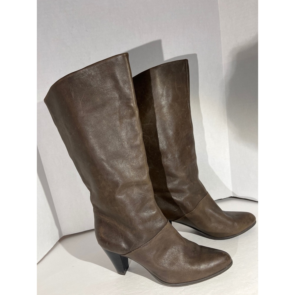 M. Patrick Flex Soft Leather Tall Boots Womens 8M Brown Pointed Toe Pull On